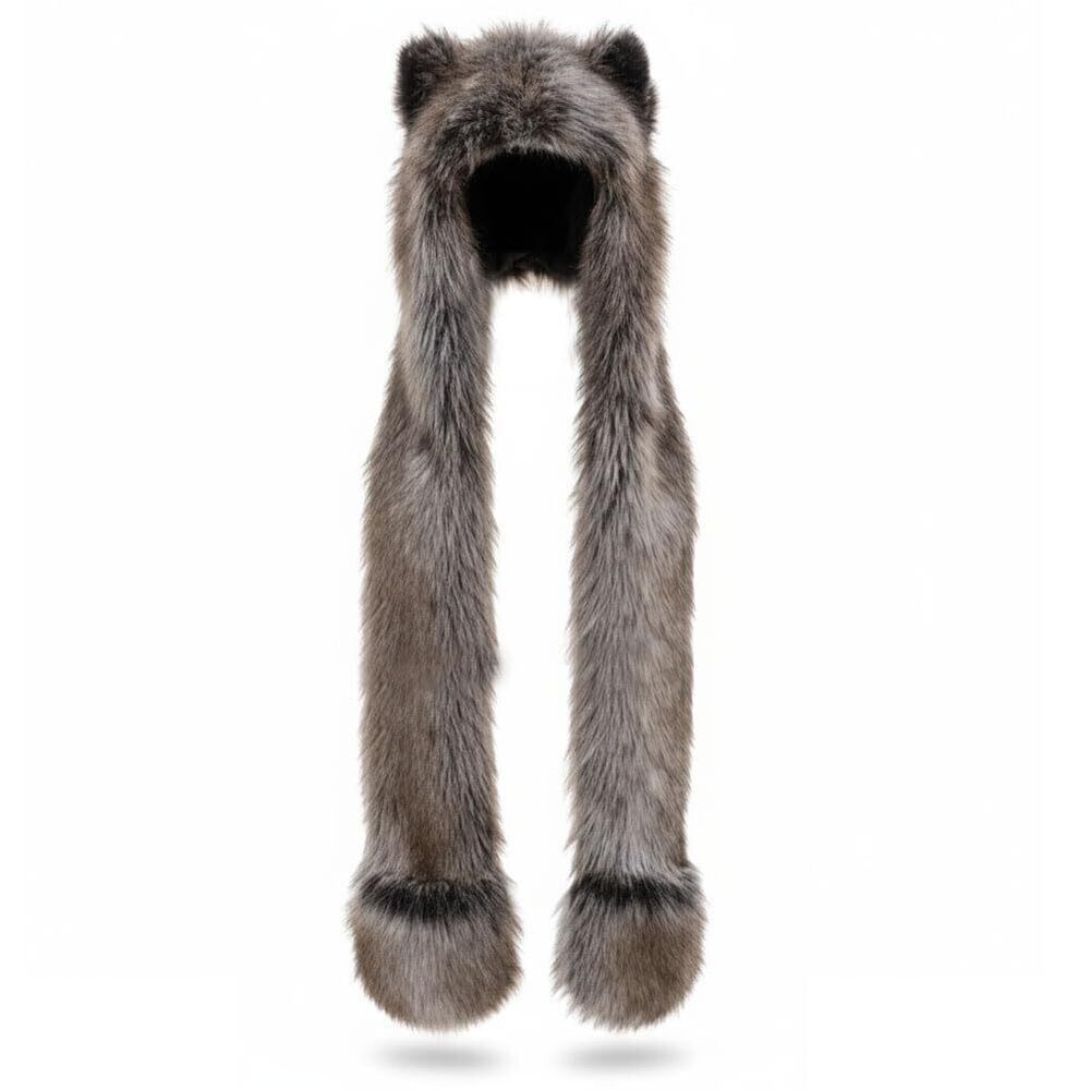 8551 Anime Spirit Animal Hood Hoods Furry Hoodie,Faux Fur Hat with Warm
